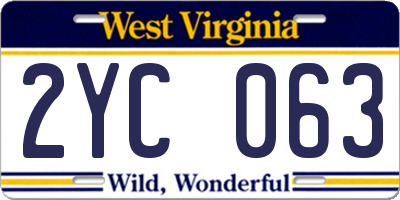 WV license plate 2YC063