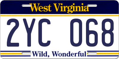 WV license plate 2YC068