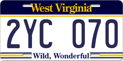 WV license plate 2YC070