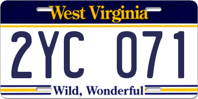 WV license plate 2YC071