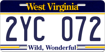 WV license plate 2YC072