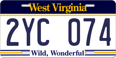 WV license plate 2YC074