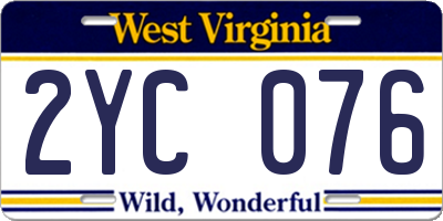 WV license plate 2YC076