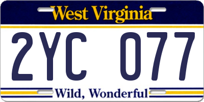 WV license plate 2YC077