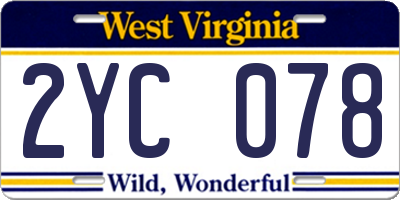 WV license plate 2YC078