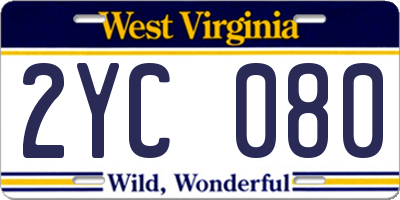 WV license plate 2YC080