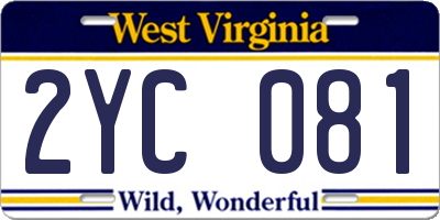 WV license plate 2YC081