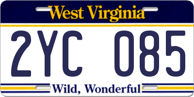 WV license plate 2YC085