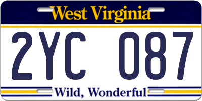 WV license plate 2YC087