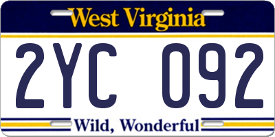 WV license plate 2YC092