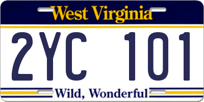 WV license plate 2YC101