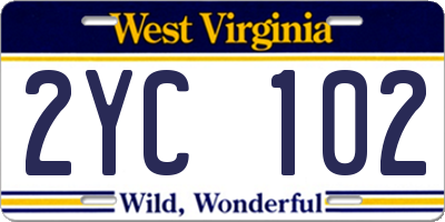 WV license plate 2YC102