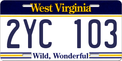 WV license plate 2YC103