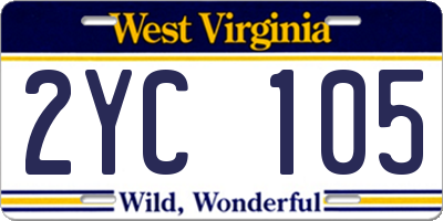 WV license plate 2YC105