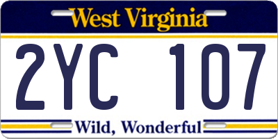 WV license plate 2YC107