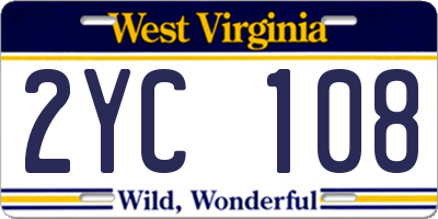 WV license plate 2YC108