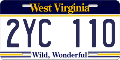 WV license plate 2YC110