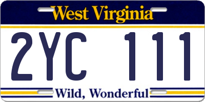 WV license plate 2YC111