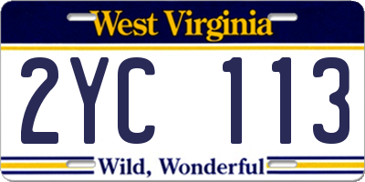 WV license plate 2YC113