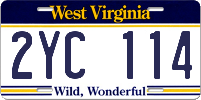 WV license plate 2YC114