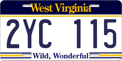 WV license plate 2YC115