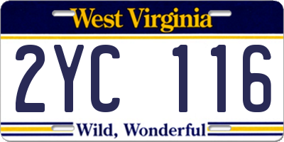 WV license plate 2YC116