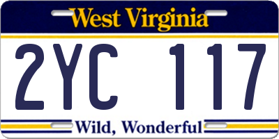 WV license plate 2YC117