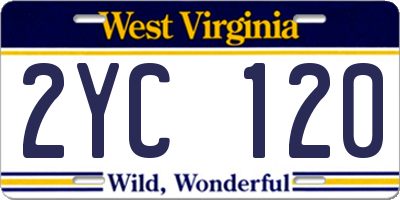 WV license plate 2YC120