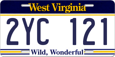 WV license plate 2YC121