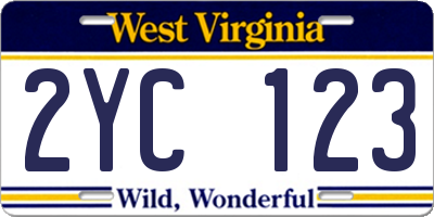 WV license plate 2YC123