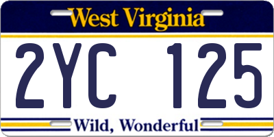 WV license plate 2YC125