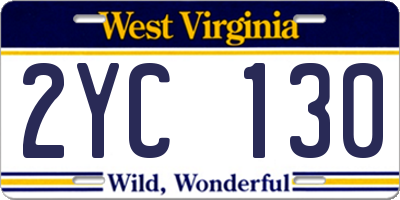 WV license plate 2YC130