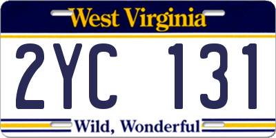 WV license plate 2YC131