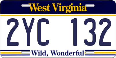 WV license plate 2YC132