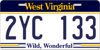 WV license plate 2YC133