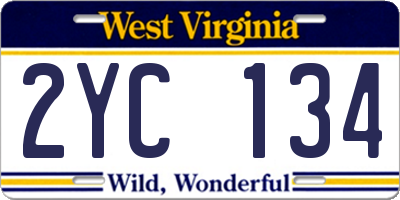 WV license plate 2YC134