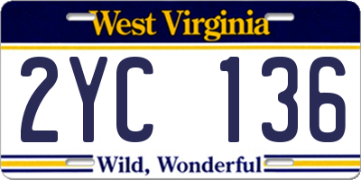 WV license plate 2YC136