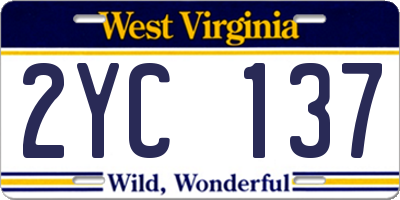 WV license plate 2YC137