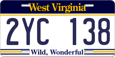 WV license plate 2YC138