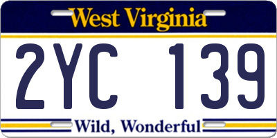WV license plate 2YC139