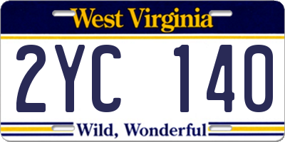 WV license plate 2YC140