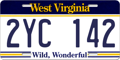 WV license plate 2YC142