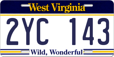 WV license plate 2YC143