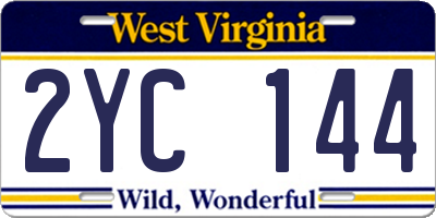 WV license plate 2YC144