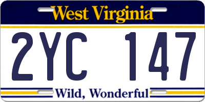 WV license plate 2YC147