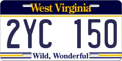 WV license plate 2YC150