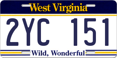 WV license plate 2YC151
