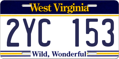 WV license plate 2YC153