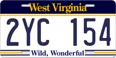 WV license plate 2YC154