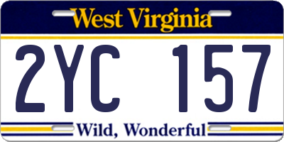 WV license plate 2YC157